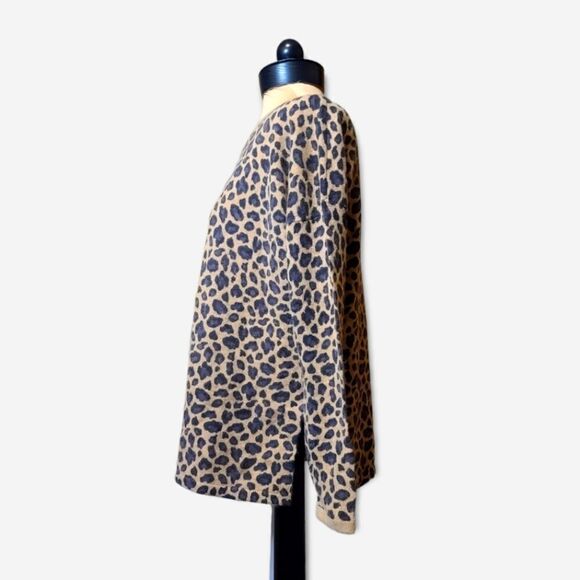 Forte Cashmere Leopard Print Crewneck Sweater Small - Picture 3 of 4